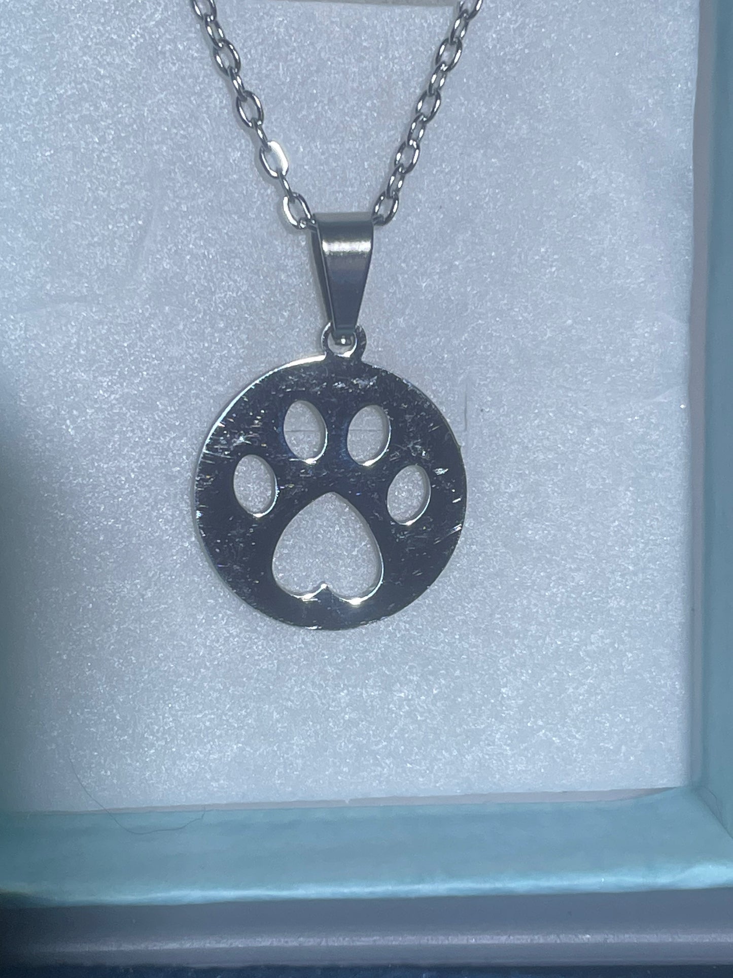 Circular Hollow Paw Stainless Steel Necklace & Earrings Set