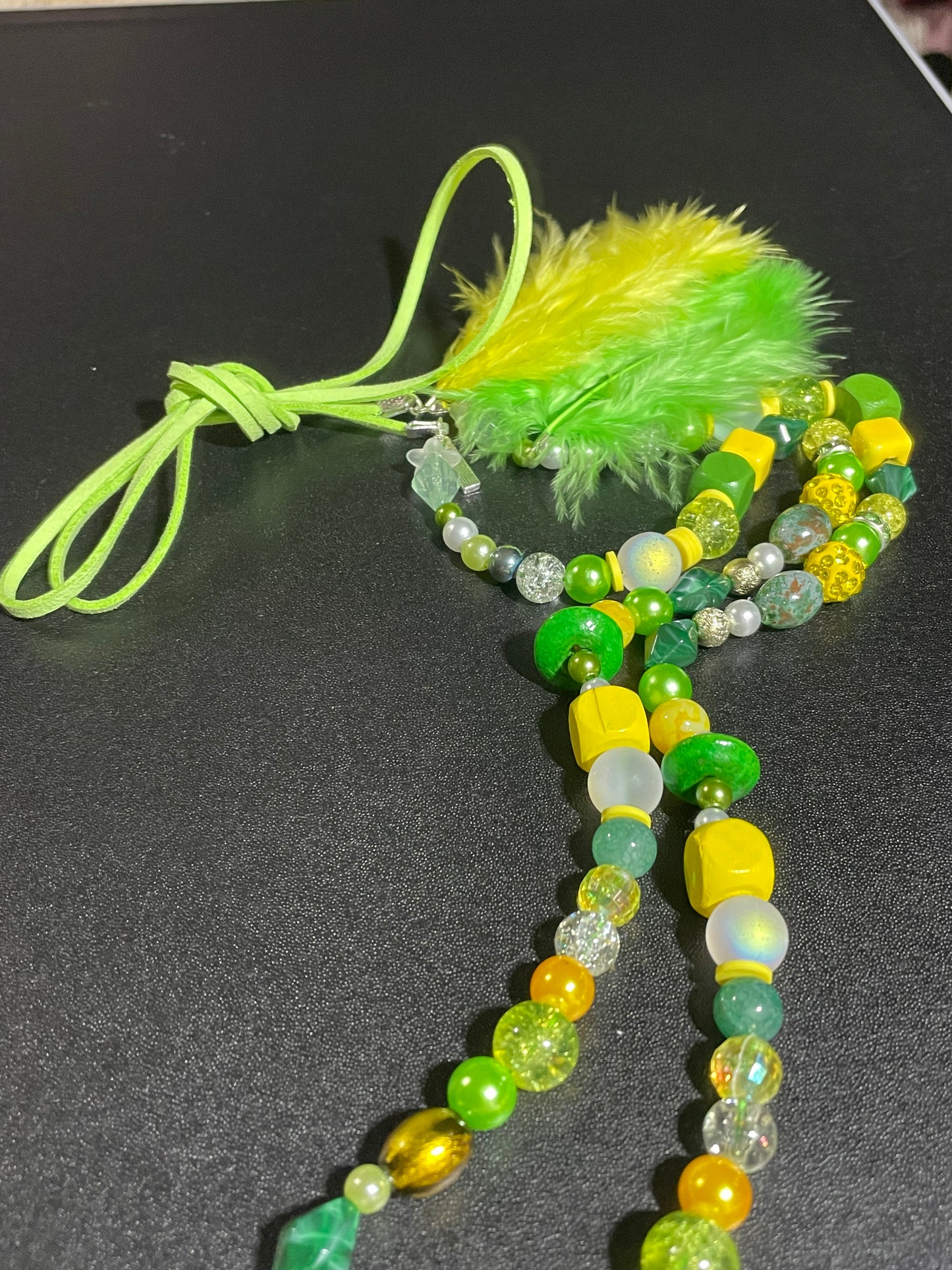 Yellow & Green Long Fashion Necklace