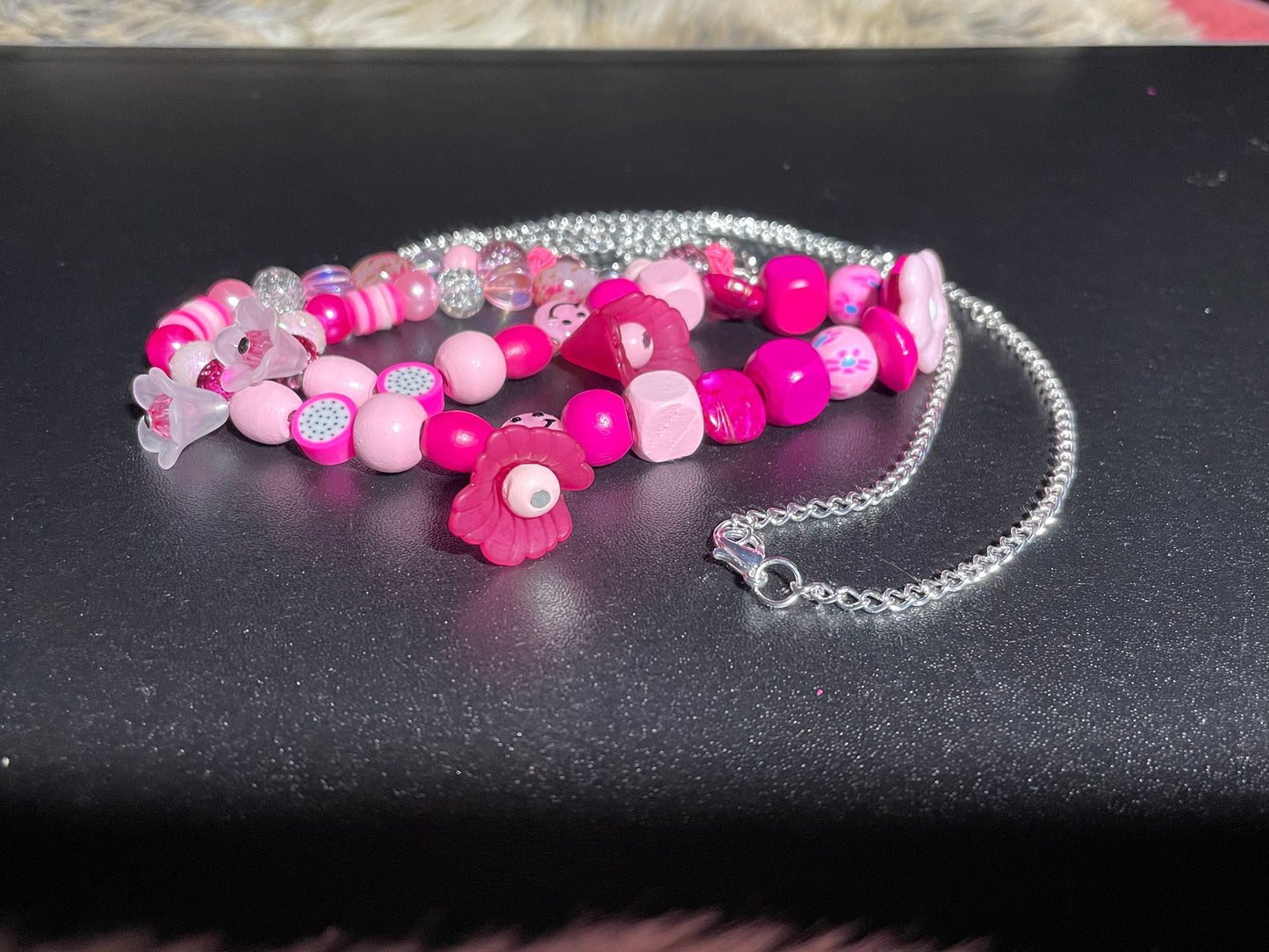 Long Hot Pink Featherless Necklace