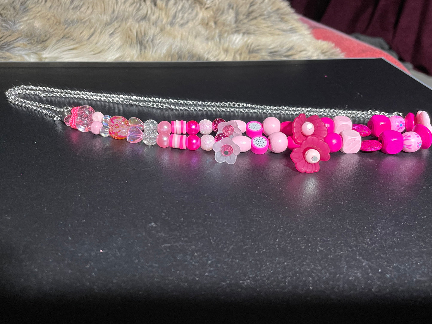 Long Hot Pink Featherless Necklace