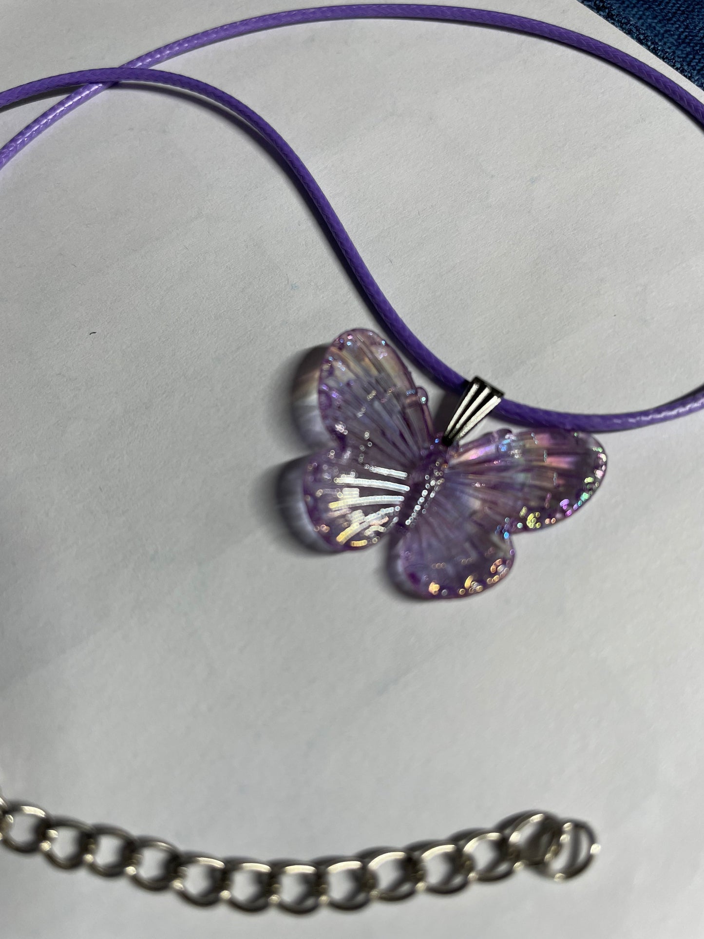 Purple Ribbon Awareness  Ribbons & Butterflies on Waxed Cord Necklaces