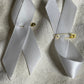 White Satin Ribbon Pin Brooch