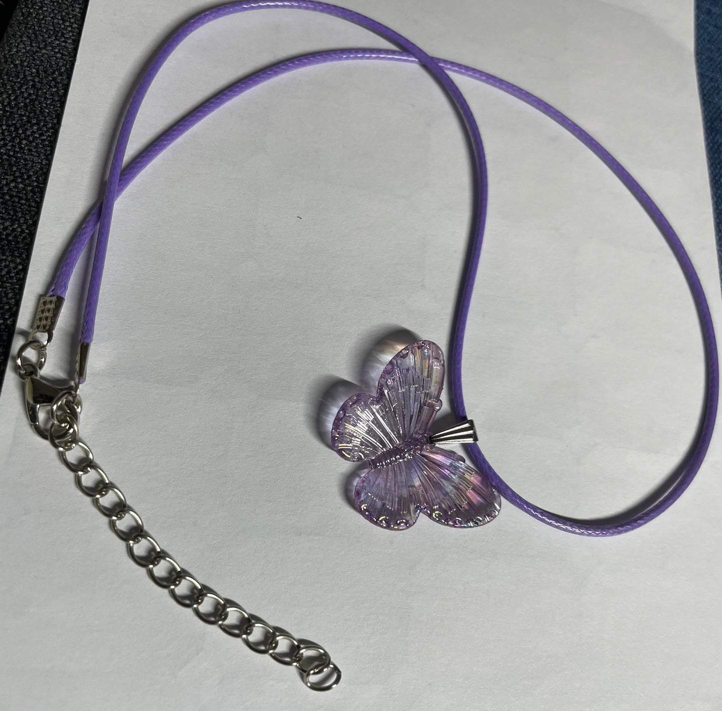 Purple Ribbon Awareness  Ribbons & Butterflies on Waxed Cord Necklaces