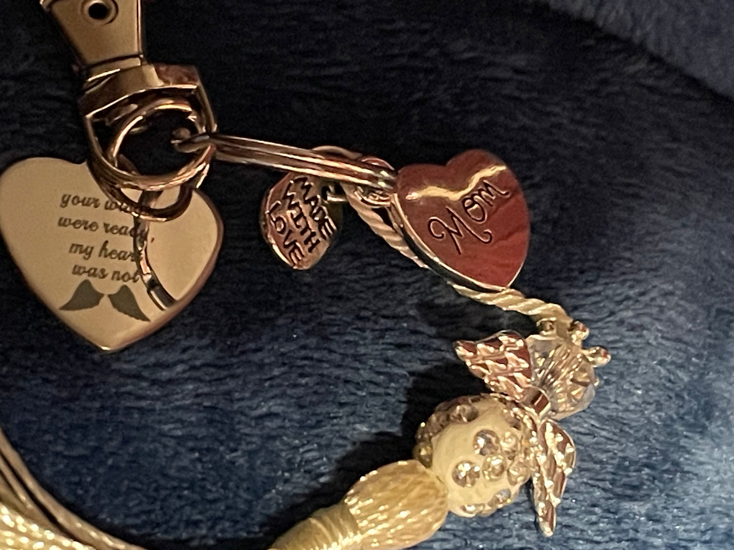 Angel Tassel Keyring Mom Stainless Steel Heart “Your wings were ready but my heart was not”