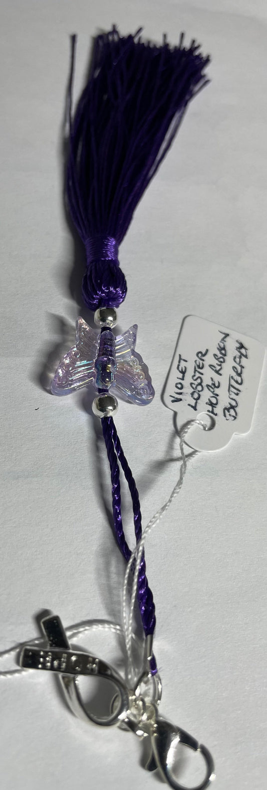 Purple (non-specific) Medical Condition Awareness Charms Tassels with Angels and/or Butterflies with Lobster Clasps