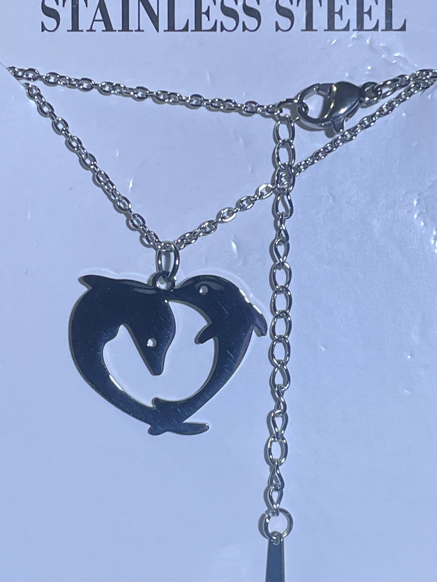 Gift Boxed Stainless Steel Heart shaped Dolphins Necklace