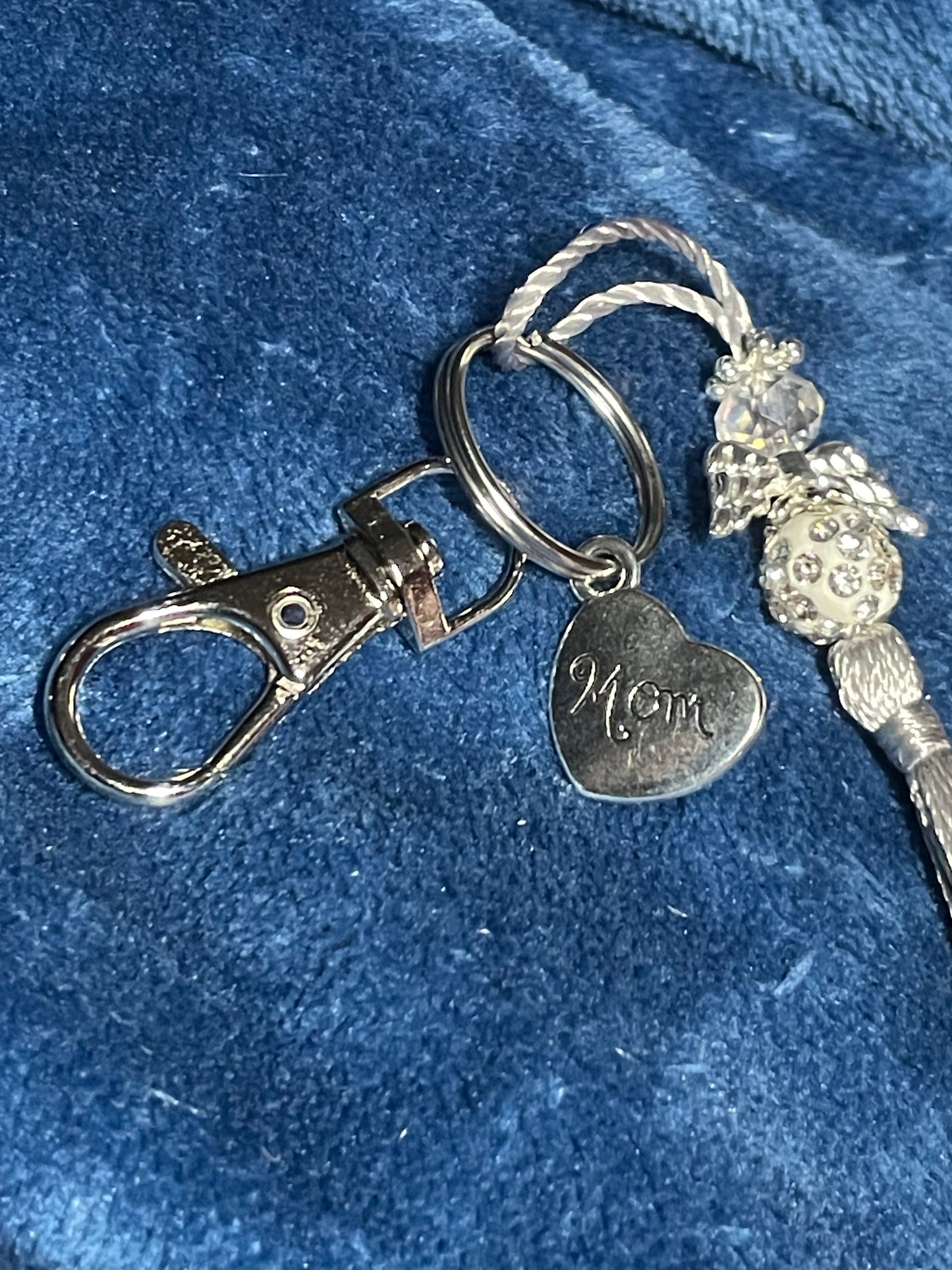 Silver Angel Tassel Keyring Mom Disc Charm “Your wings were ready but my heart was not”