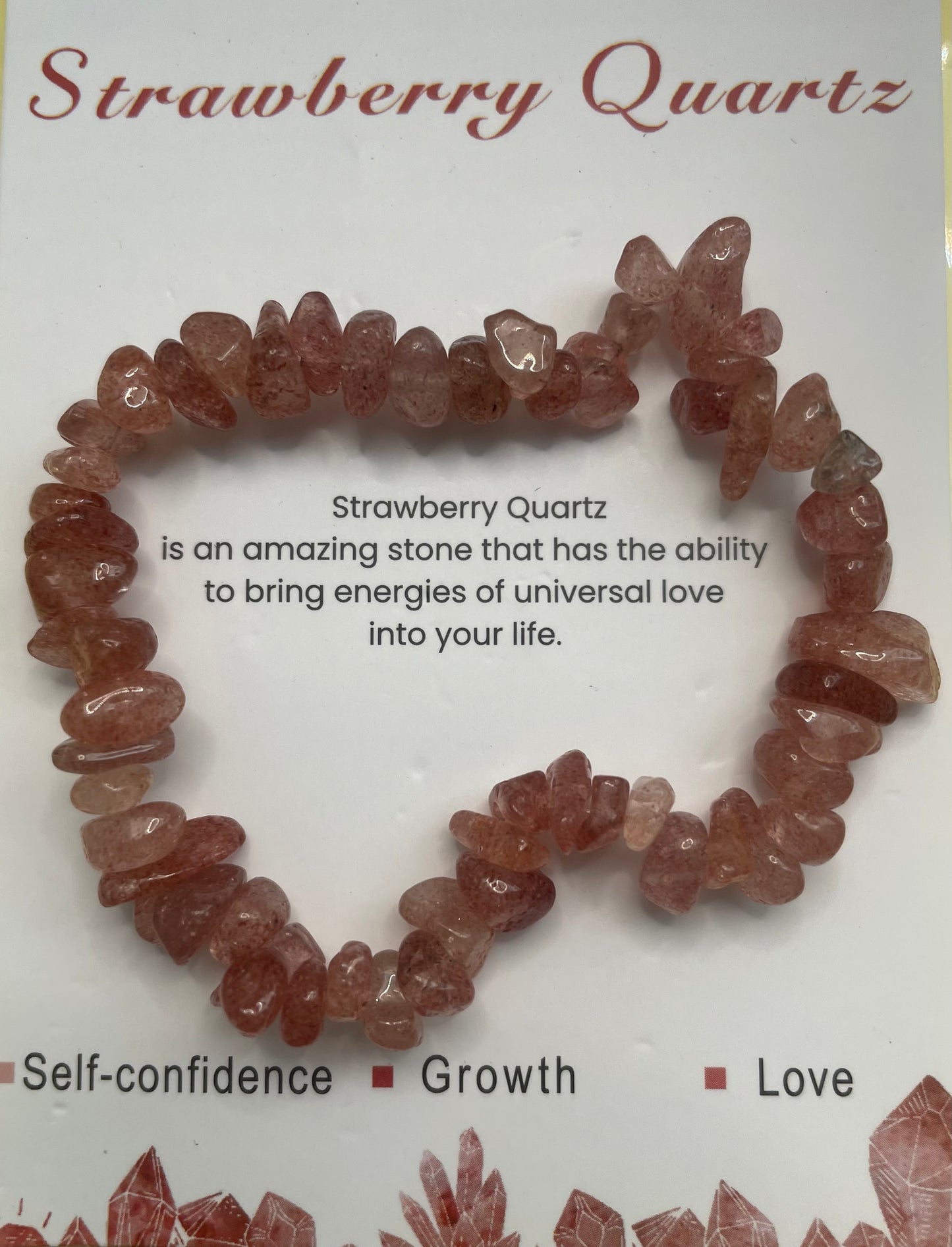 Natural Quartz Crystal Stone 19cm (approx) Gravel Bracelet with Information Card