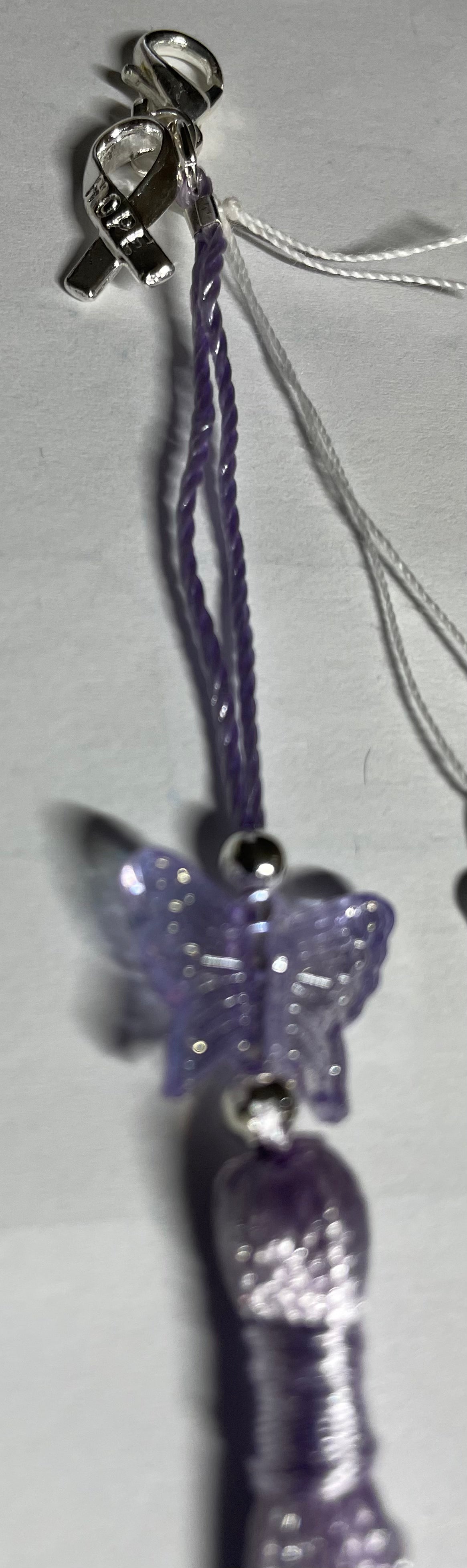 Purple (non-specific) Medical Condition Awareness Charms Tassels with Angels and/or Butterflies with Lobster Clasps