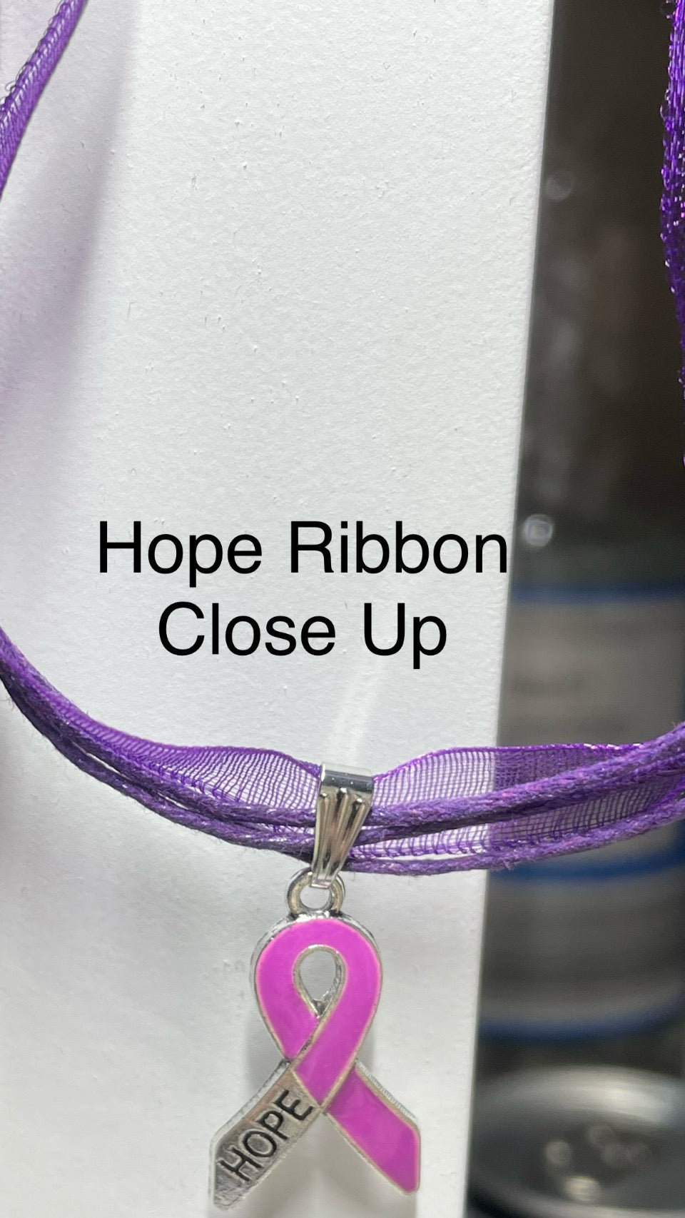 Purple Awareness Ribbons/Butterflies on an Organza & Cord Necklace