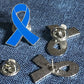 Blue Metal & Enamel Awareness Ribbon Tie/Lapel Pin