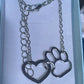 Silver Coloured Paw & Heart Pendant & Chain