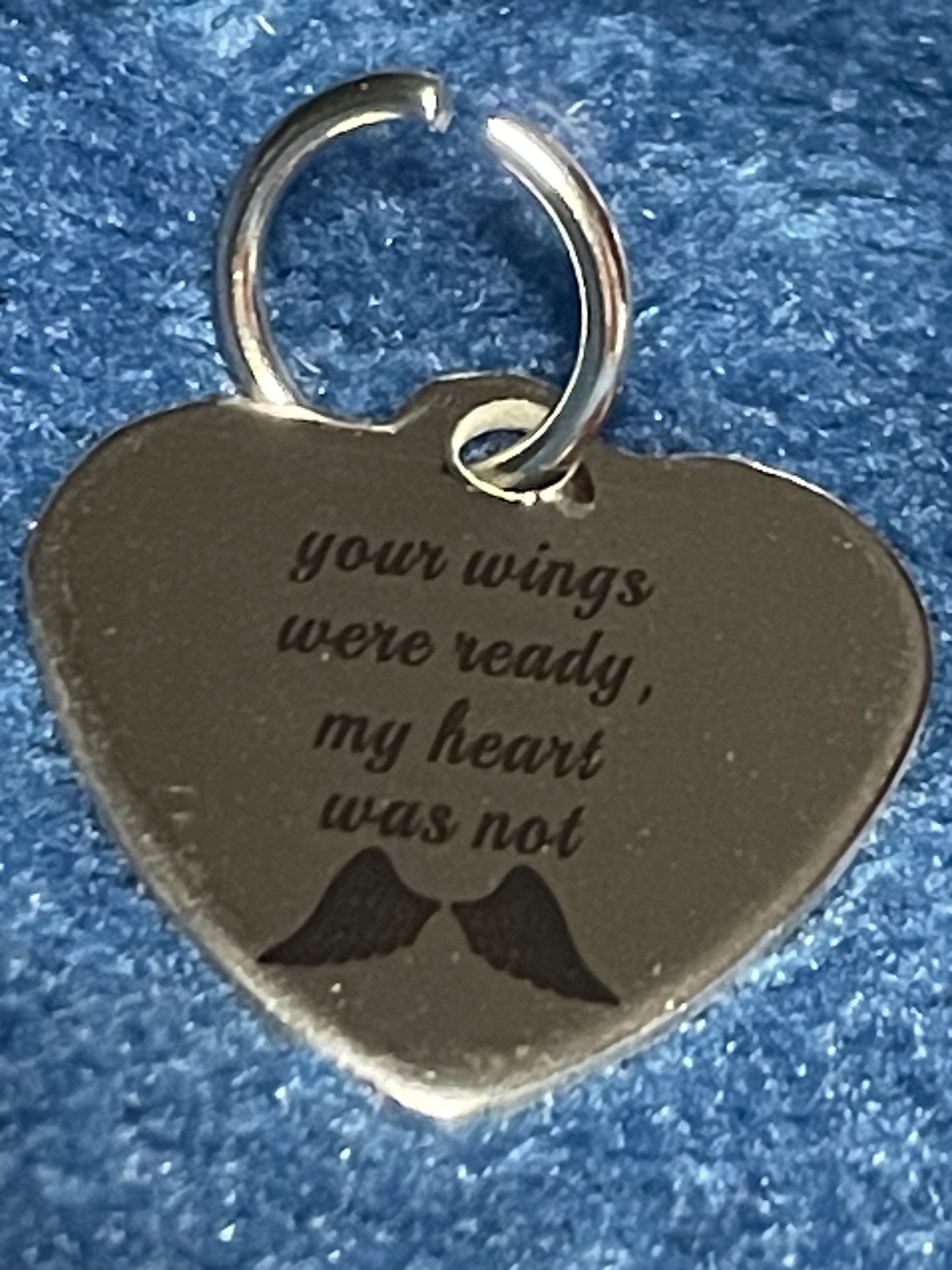 Angel Tassel Keyring Mom Stainless Steel Heart “Your wings were ready but my heart was not”