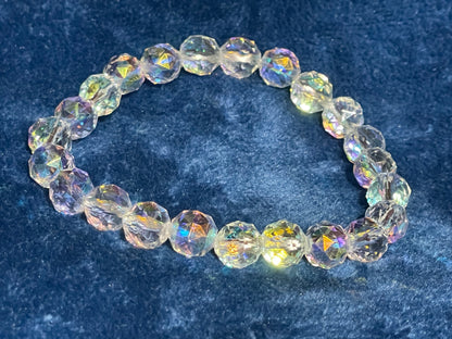 AB Coated Crystal Glass Round Bead Bracelet