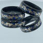 8mm Black Stainless Steel Ring Gold Dragon Detail on Glittery Blue Band