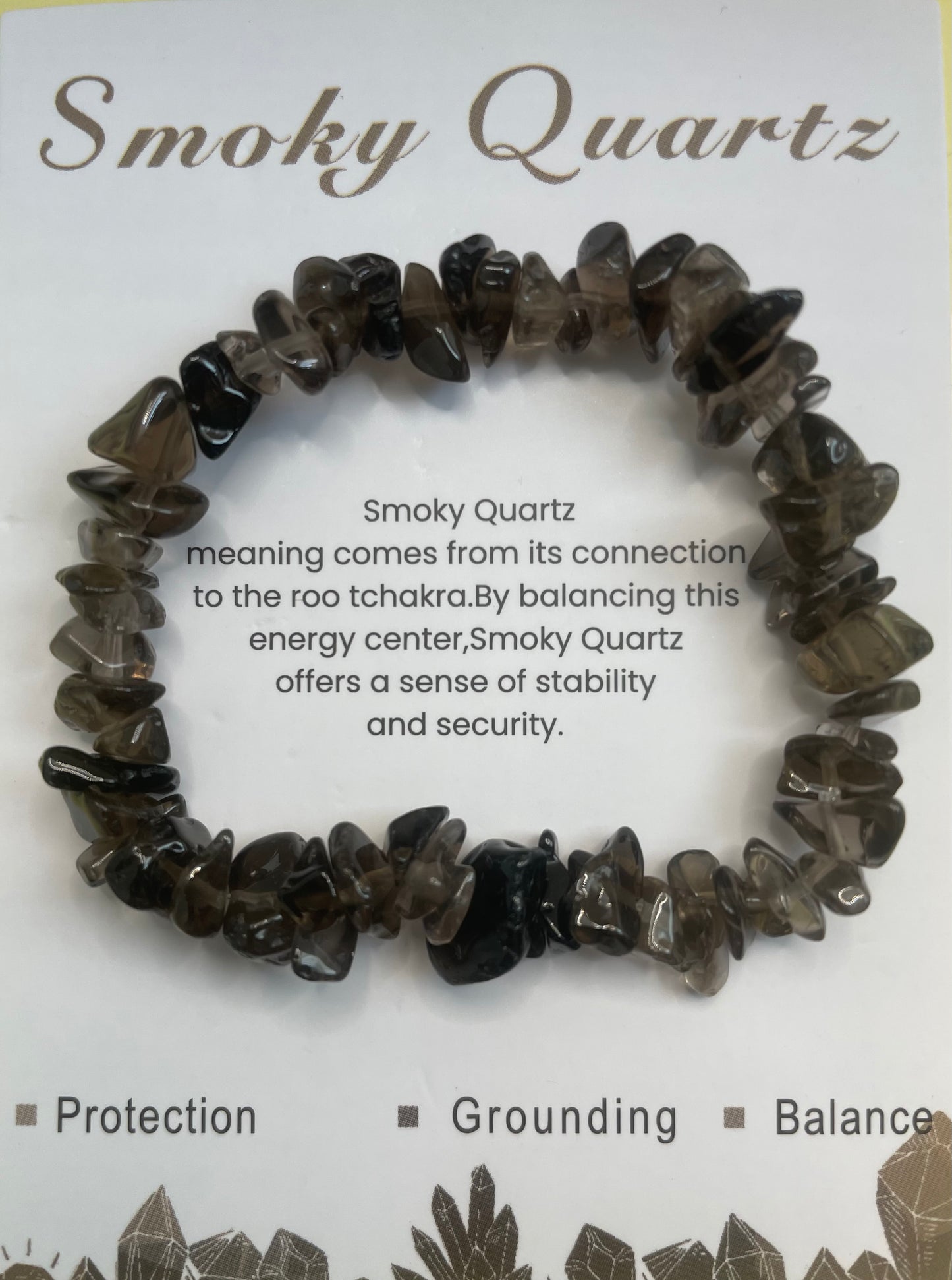 Natural Quartz Crystal Stone 19cm (approx) Gravel Bracelet with Information Card