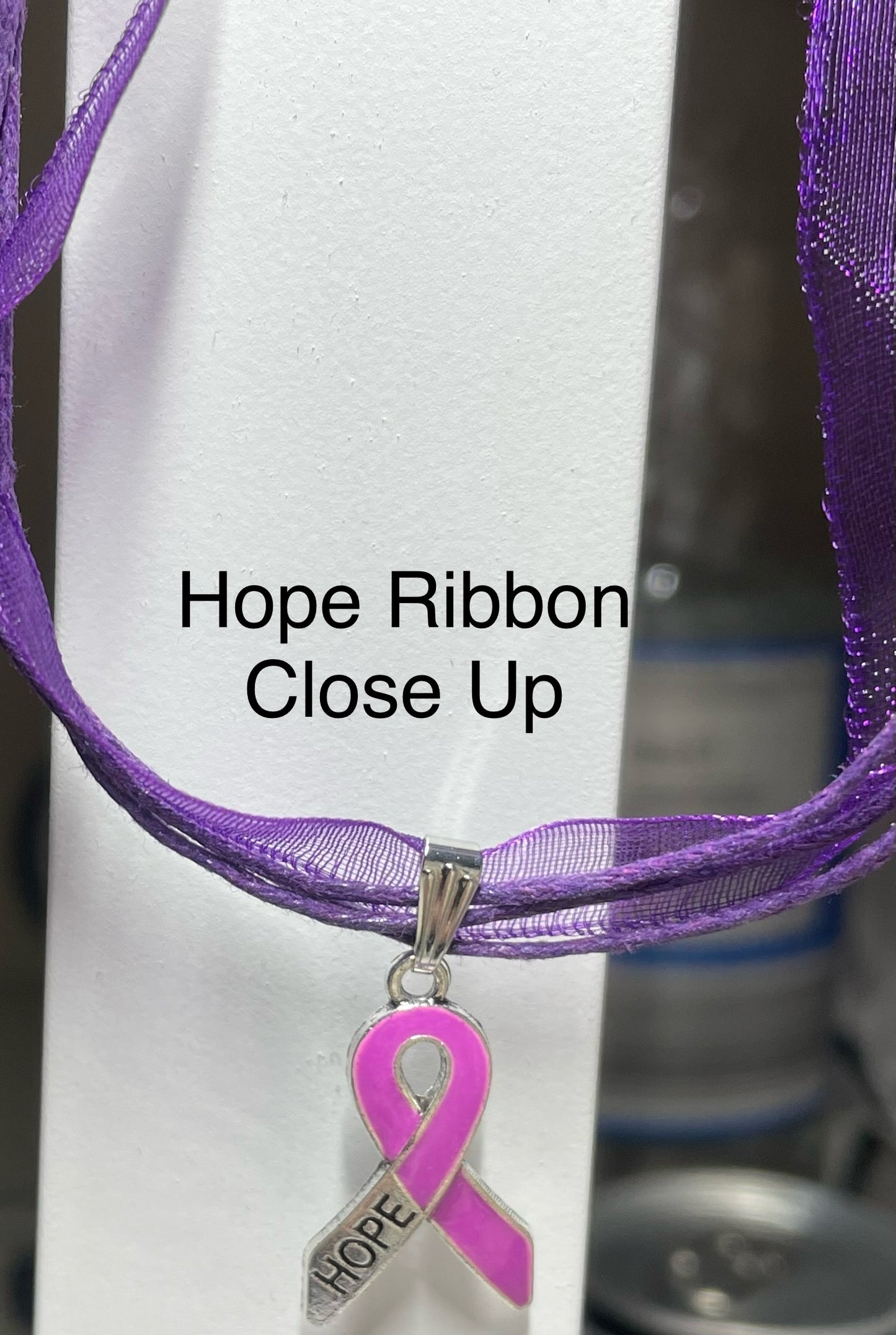 Purple Awareness Ribbons/Butterflies on an Organza & Cord Necklace