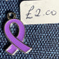 Purple Non-specific Medical Condition Awareness Ribbons on Euro Bails