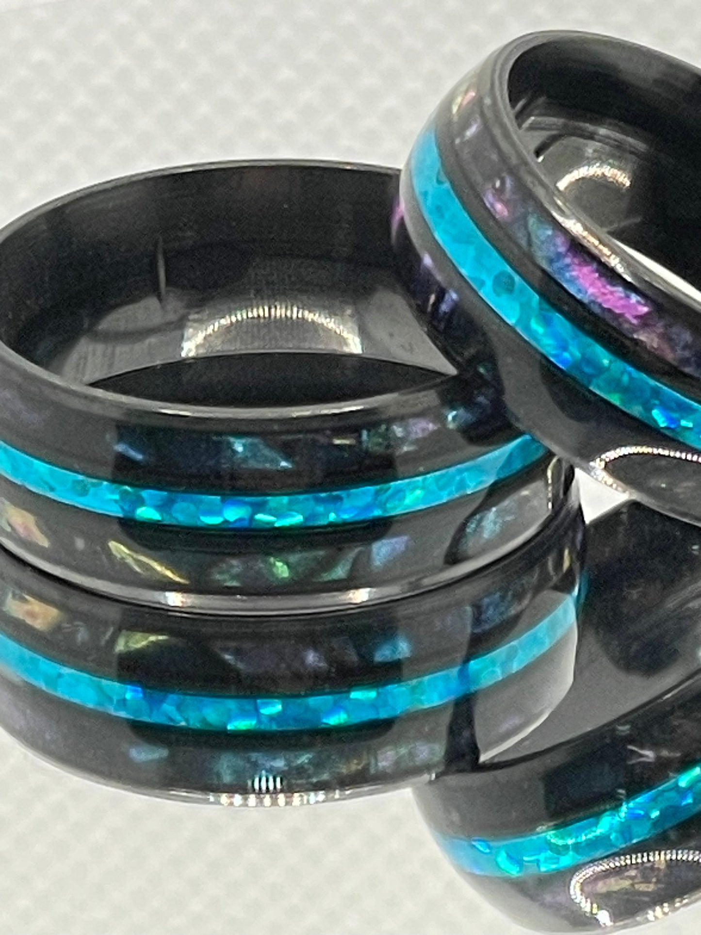 8mm Black Stainless Steel Band with Imitation Shell Band Details