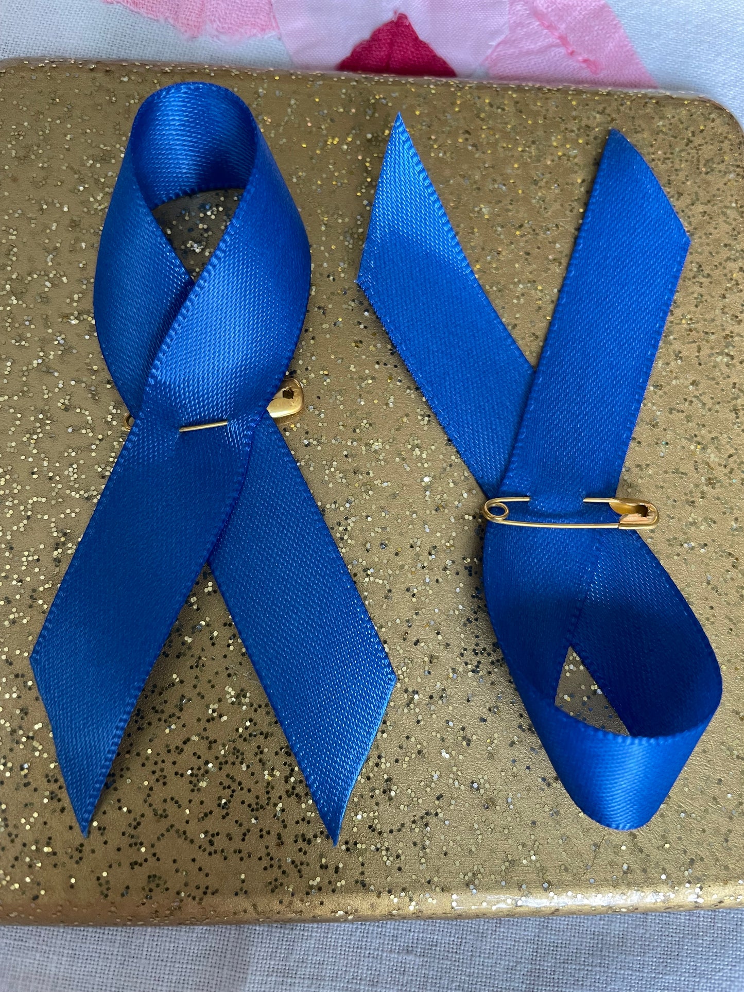 Blue Satin Ribbon Pin Brooch