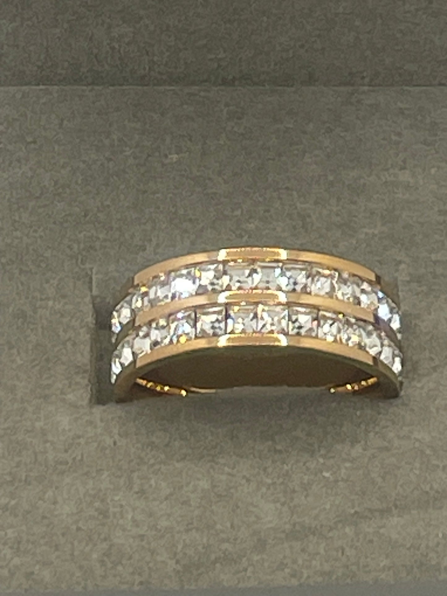 Size 5 Stainless Steel Double Zirconia Band Ring