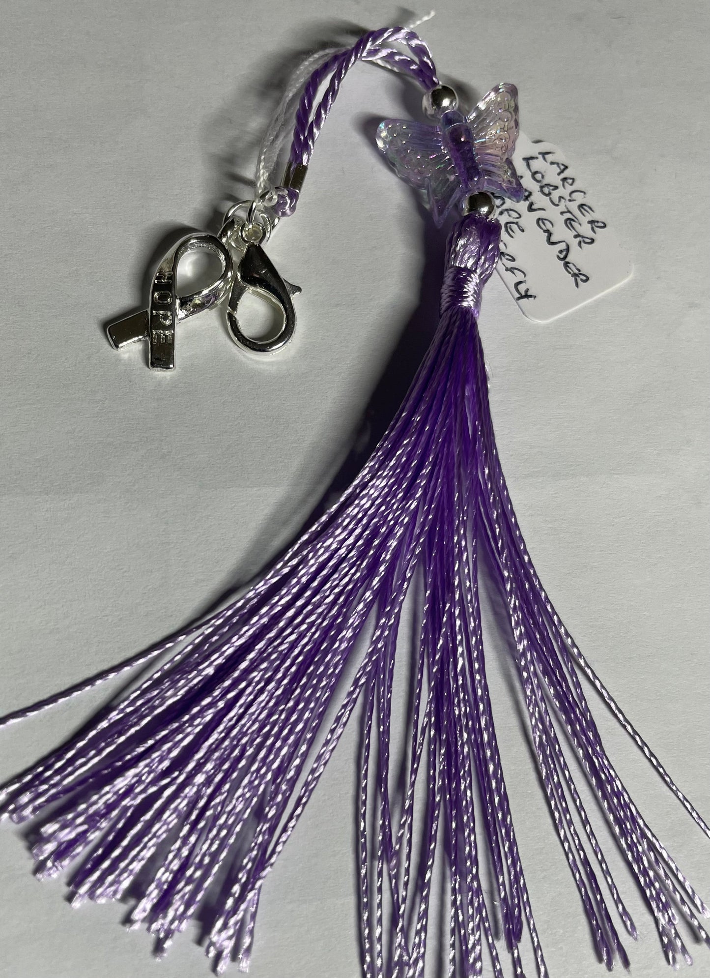 Purple (non-specific) Medical Condition Awareness Charms Tassels with Angels and/or Butterflies with Lobster Clasps