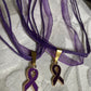 Purple Awareness Ribbons/Butterflies on an Organza & Cord Necklace