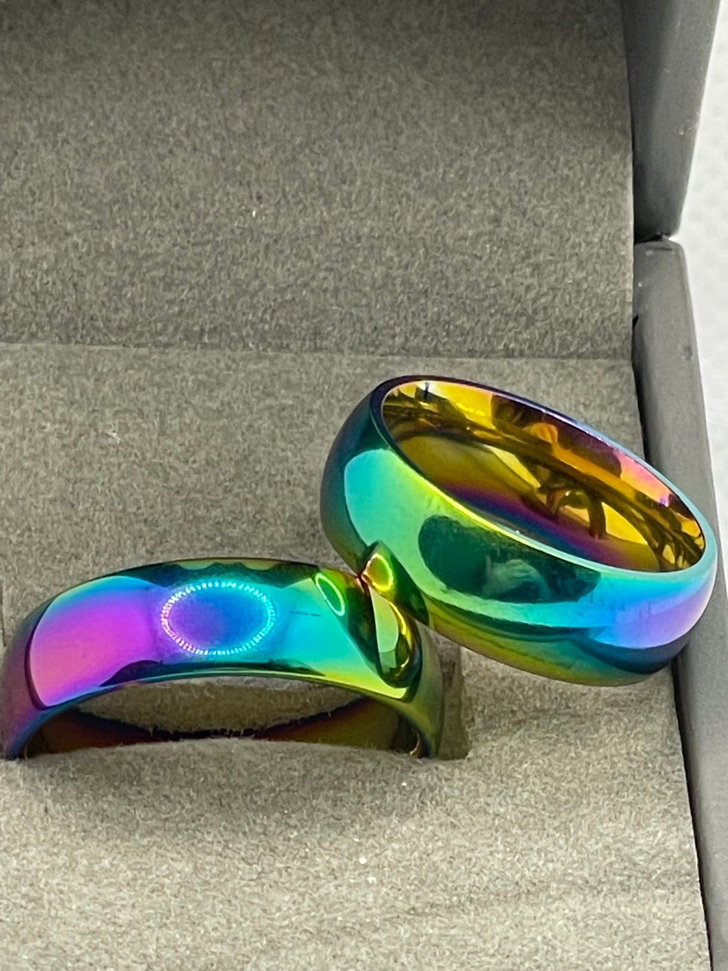 Rainbow 6mm Band Stainless Steel Ring