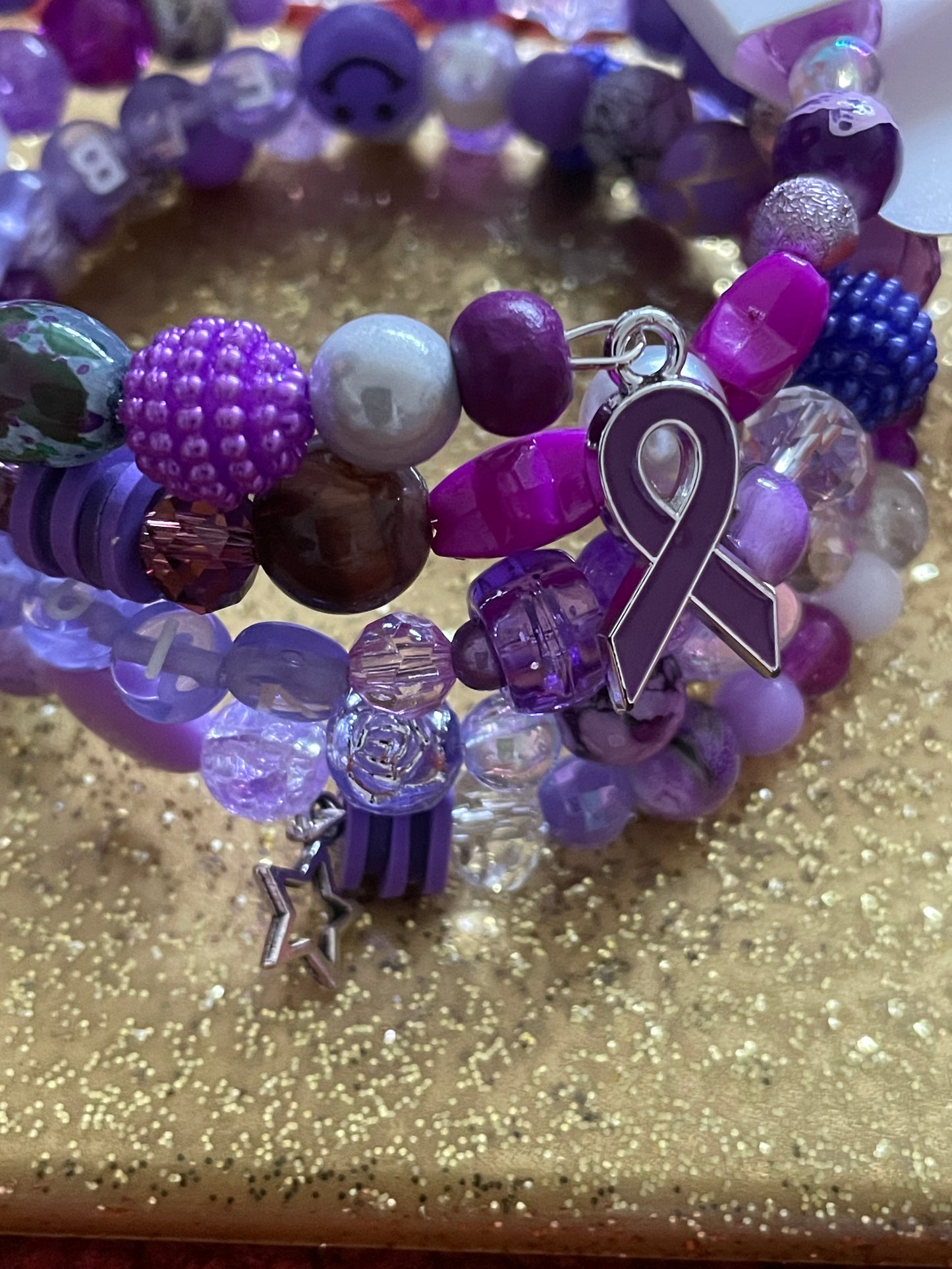 Fibromyalgia Purple Ribbon Hollow Star 