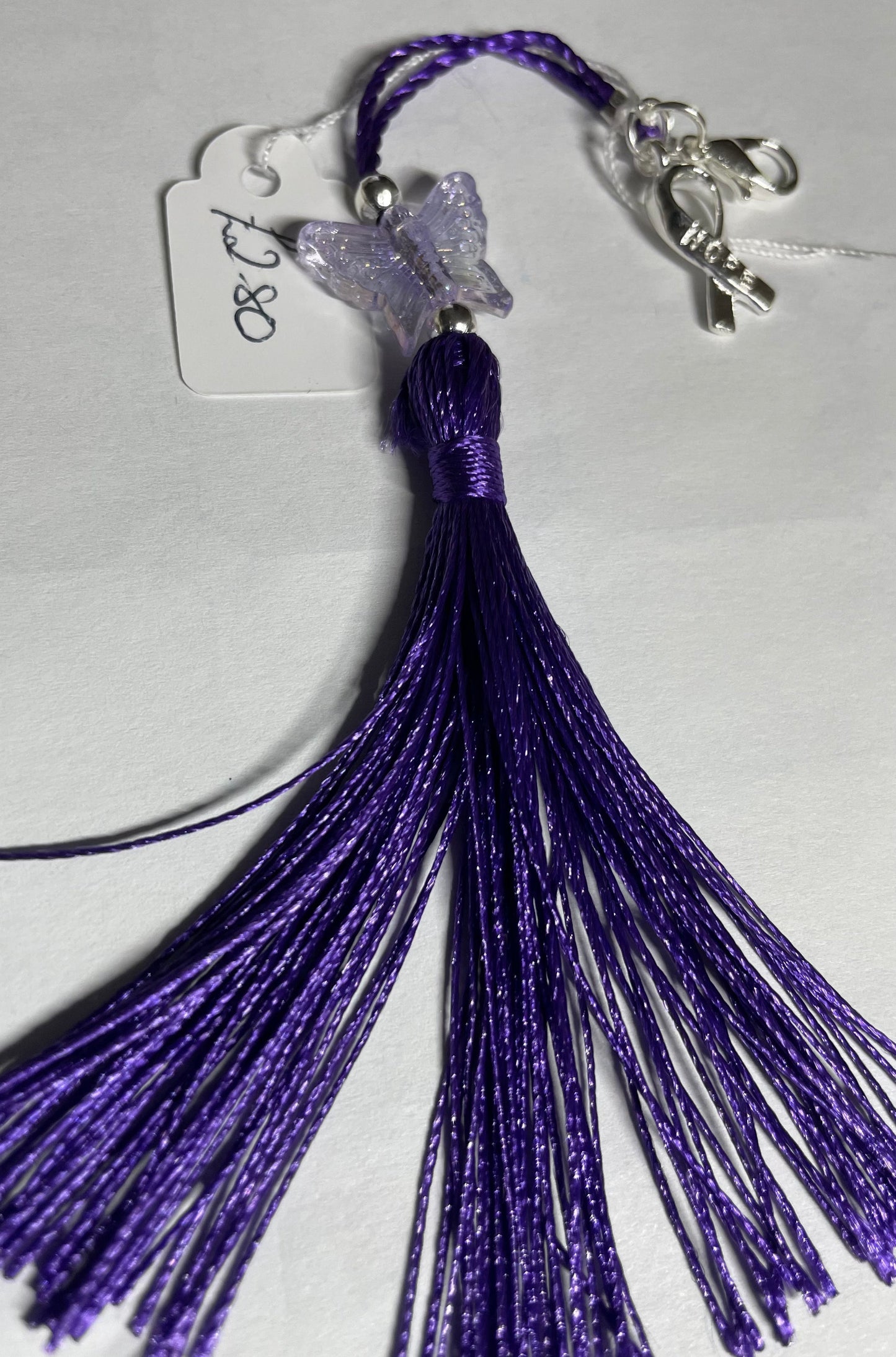 Purple (non-specific) Medical Condition Awareness Charms Tassels with Angels and/or Butterflies with Lobster Clasps