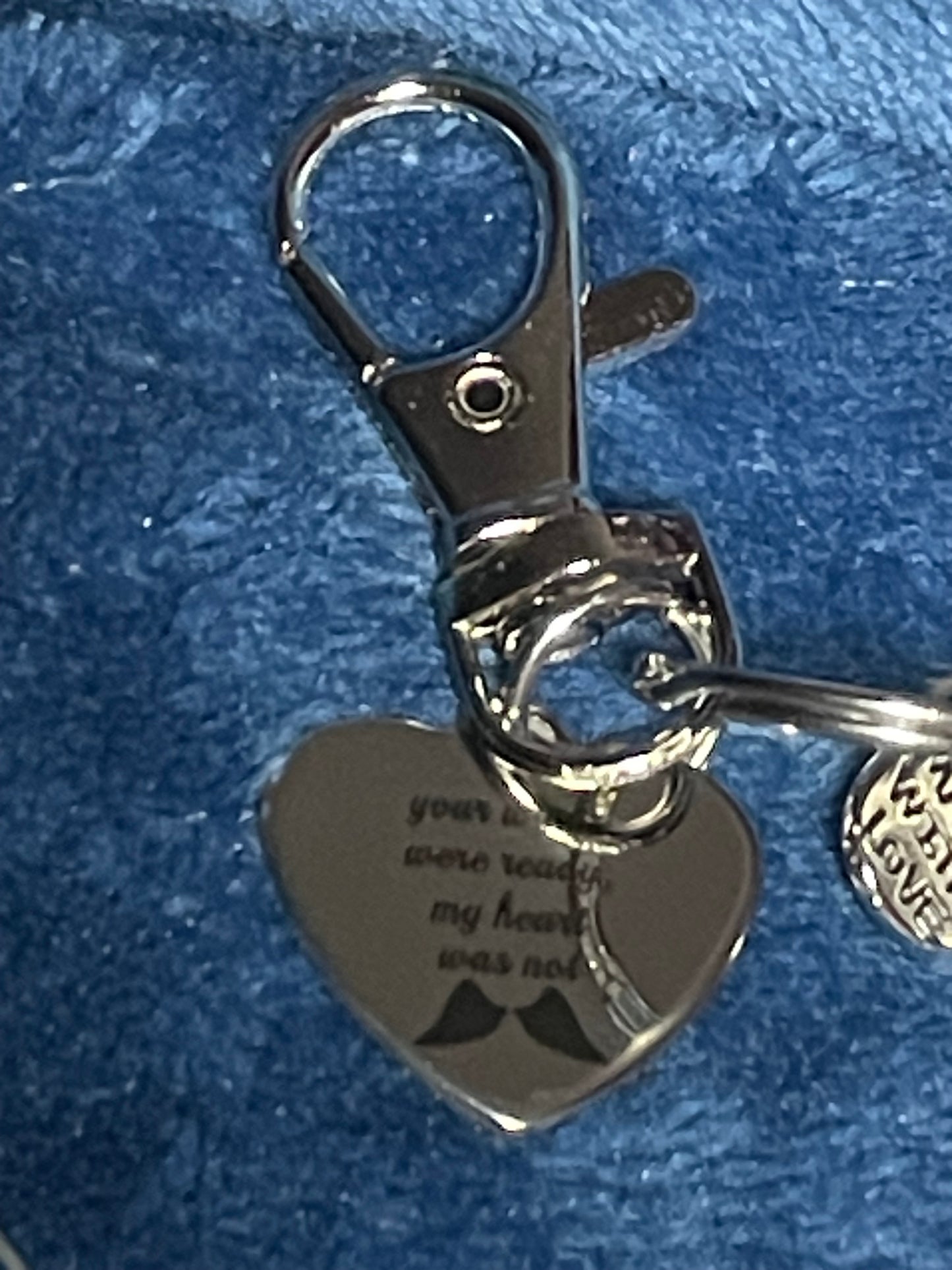 Angel Tassel Keyring Mom Stainless Steel Heart “Your wings were ready but my heart was not”