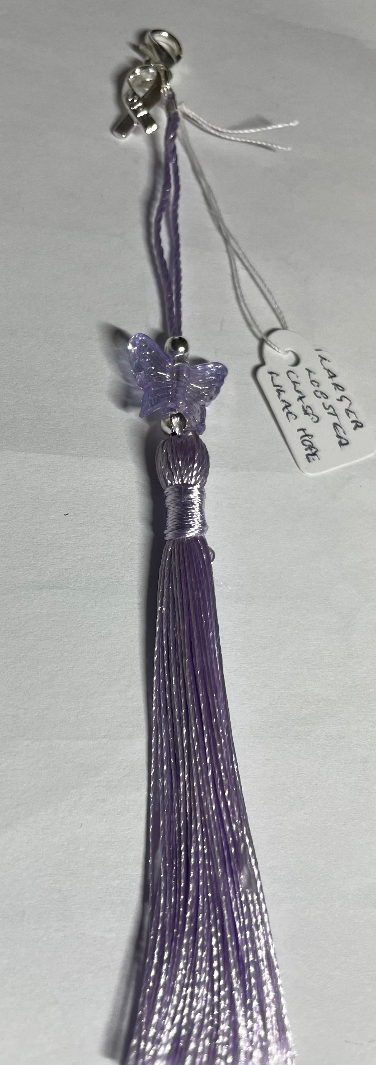 Purple (non-specific) Medical Condition Awareness Charms Tassels with Angels and/or Butterflies with Lobster Clasps