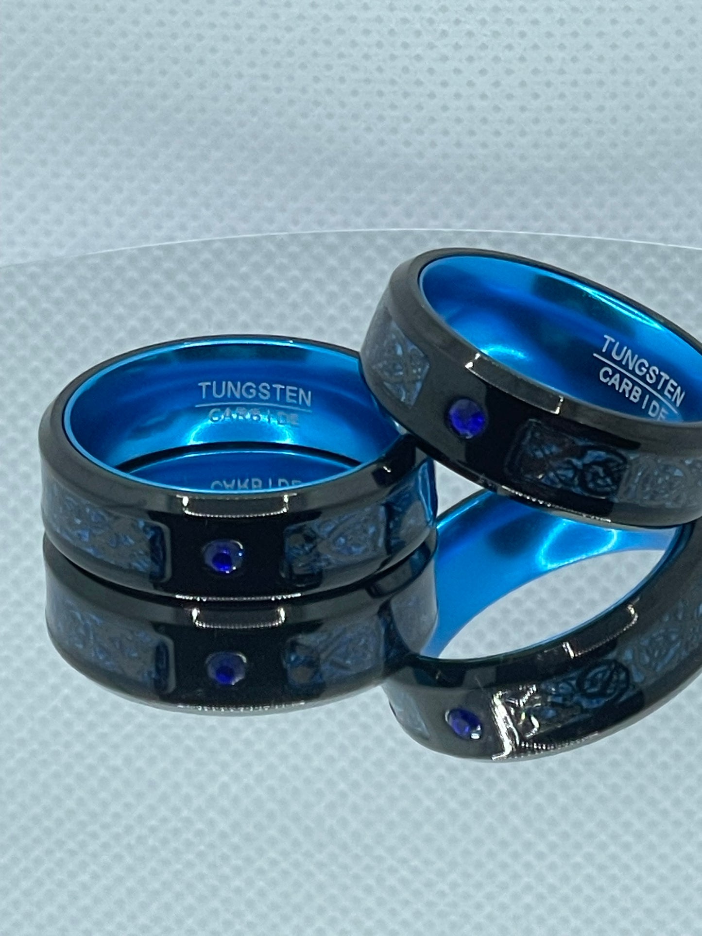 8mm Black & Blue Tungsten Carbide Ring