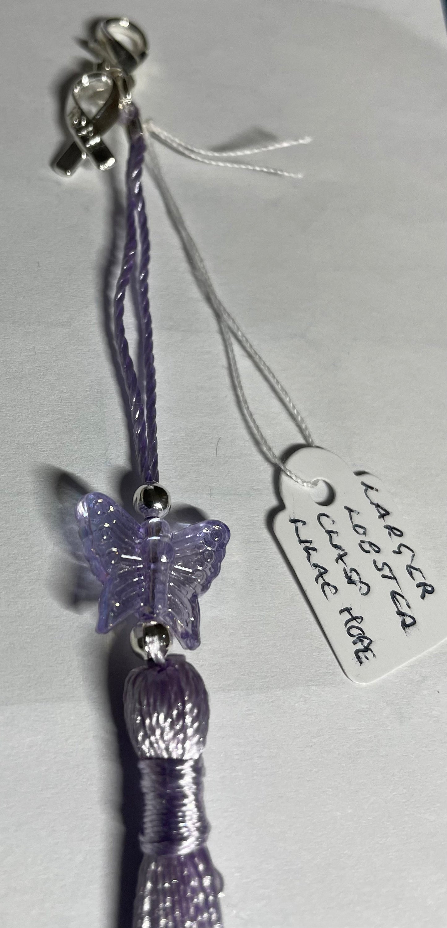 Purple (non-specific) Medical Condition Awareness Charms Tassels with Angels and/or Butterflies with Lobster Clasps