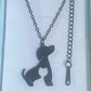 Stainless Steel Sitting Dog (Spaniel?) Pendant Necklace with Extender Gift Boxed