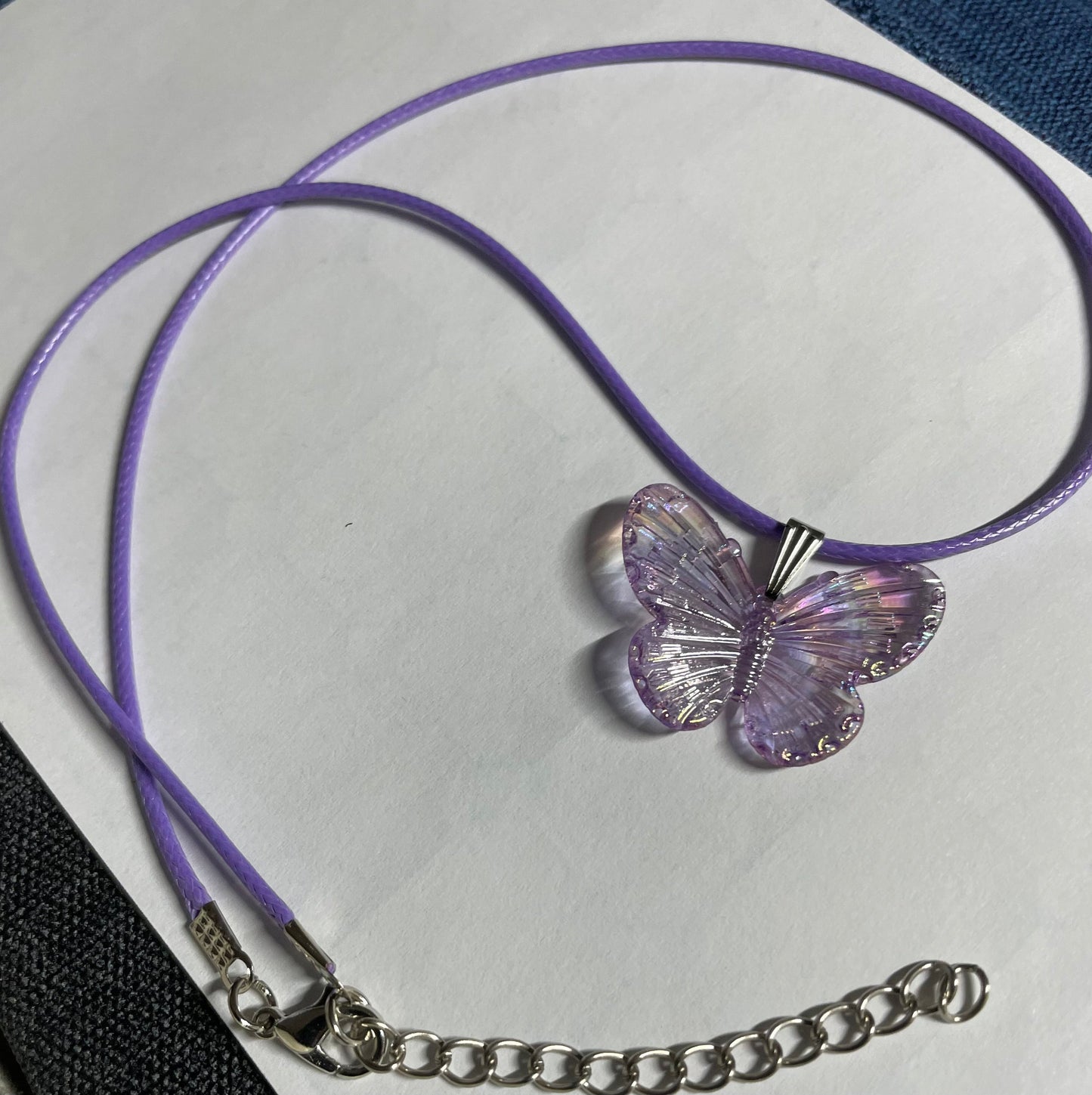 Purple Ribbon Awareness  Ribbons & Butterflies on Waxed Cord Necklaces