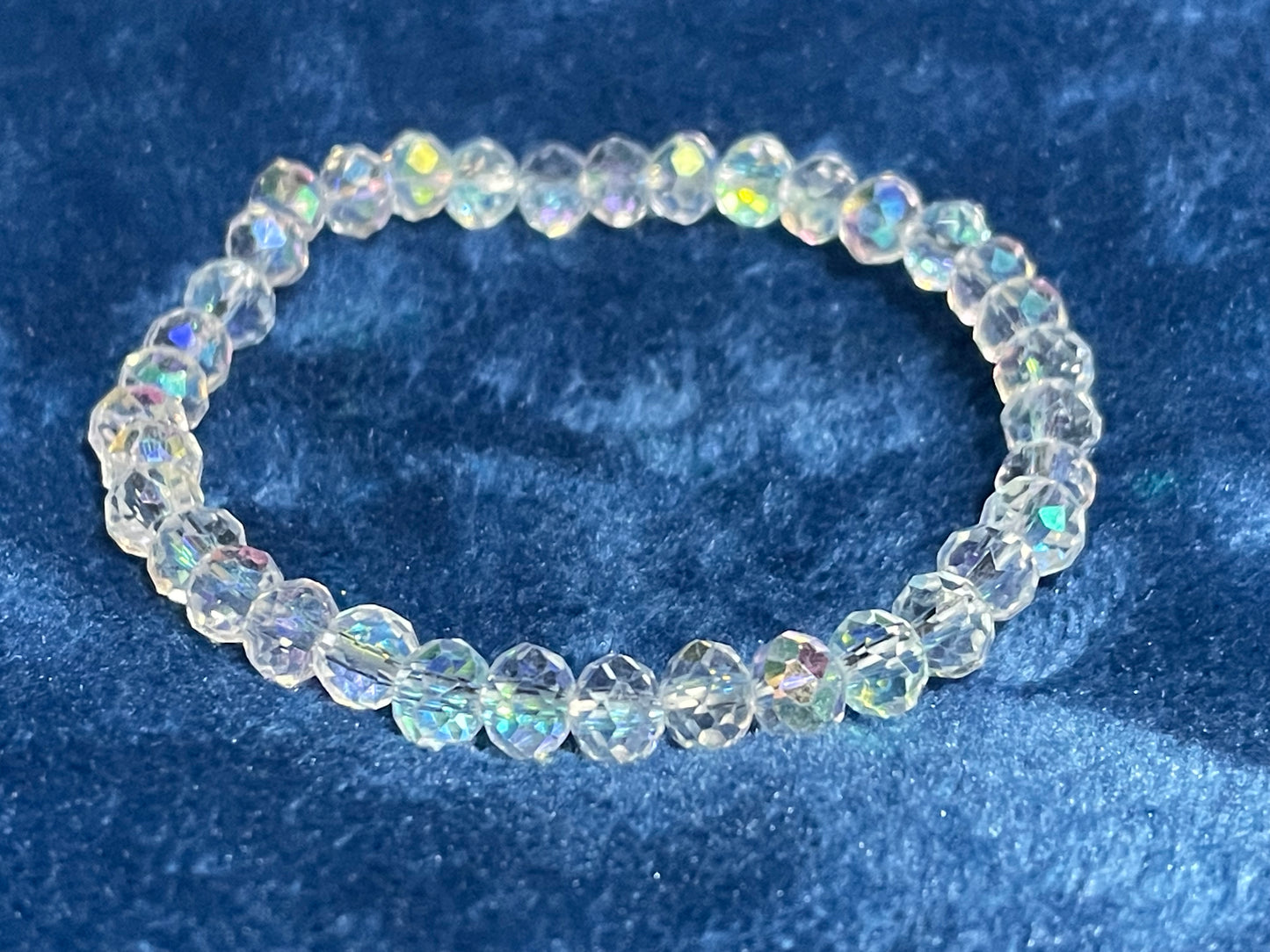 6mm Briolette Crystal Glass Bead Bracelet AB