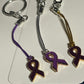 Non-Specific Purple Awareness Ribbon Lanyards with Split Ring or Clasp