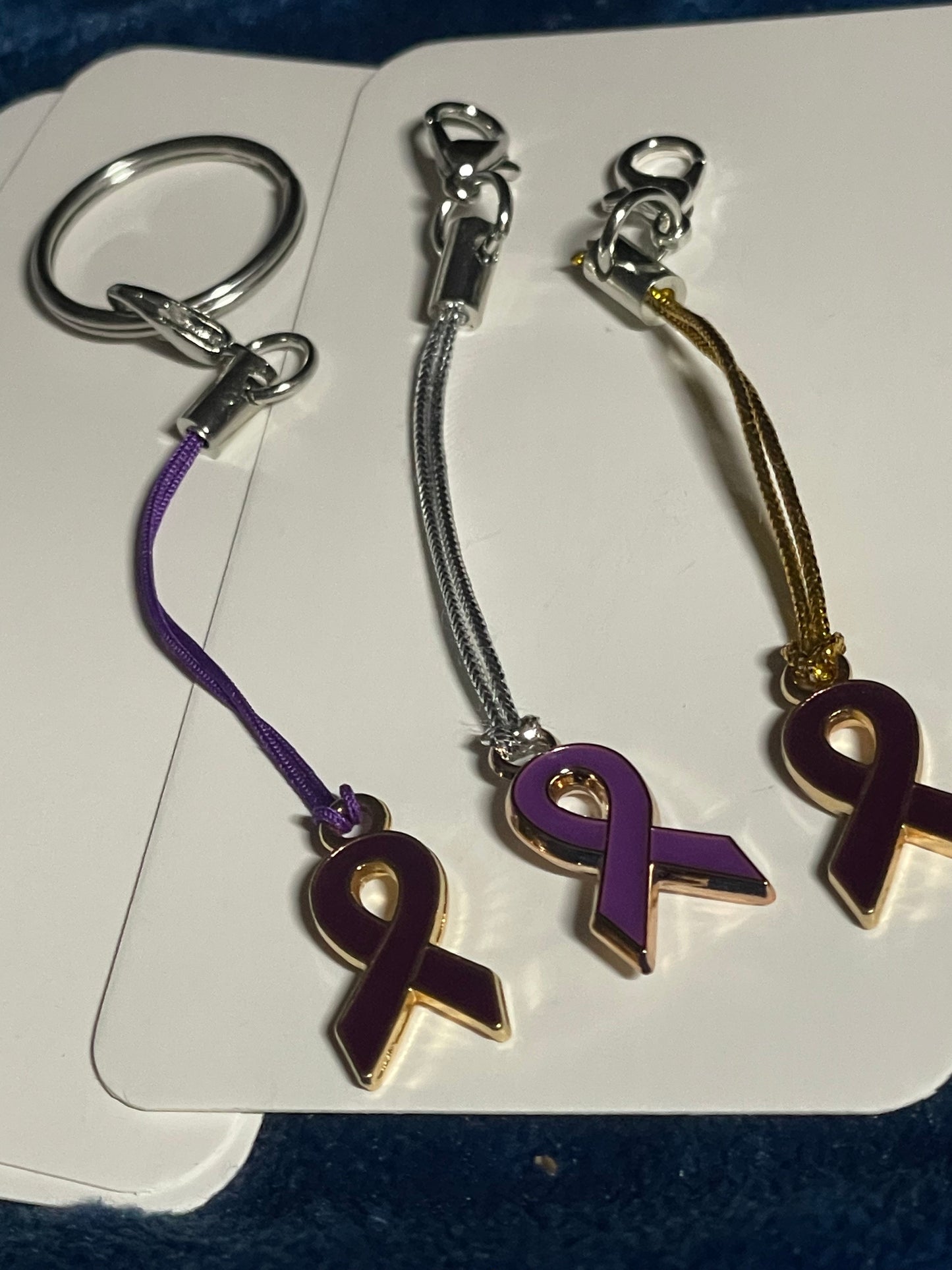 Non-Specific Purple Awareness Ribbon Lanyards with Split Ring or Clasp