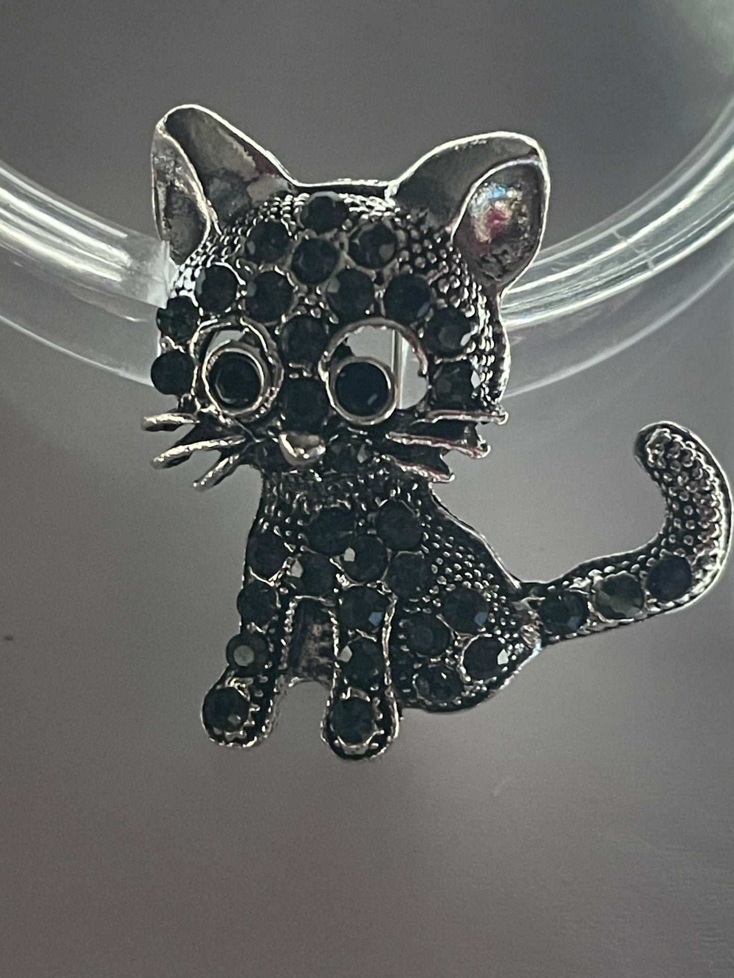 Cute Diamanté Cartoon Cat Kitten Brooch