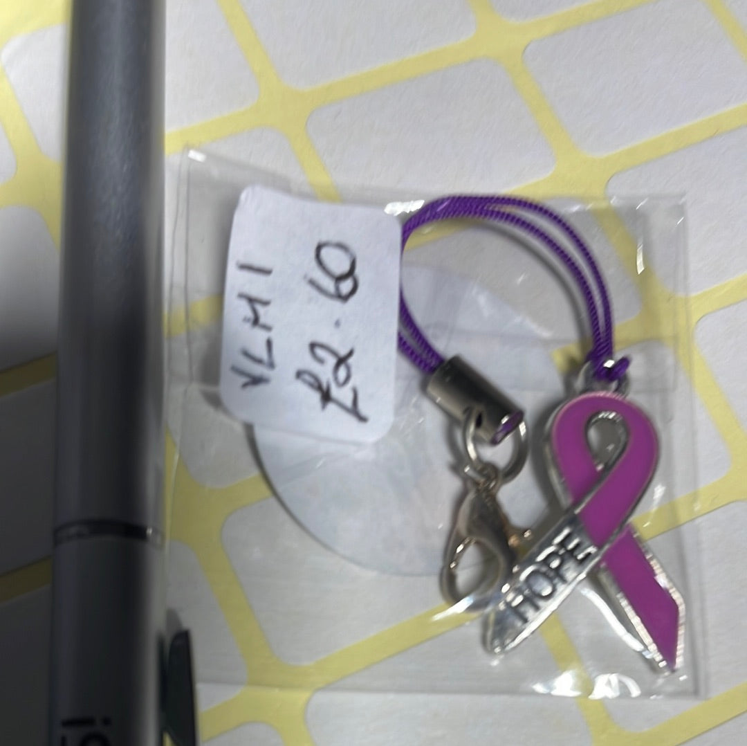 Non-Specific Purple Awareness Ribbon Lanyards with Split Ring or Clasp