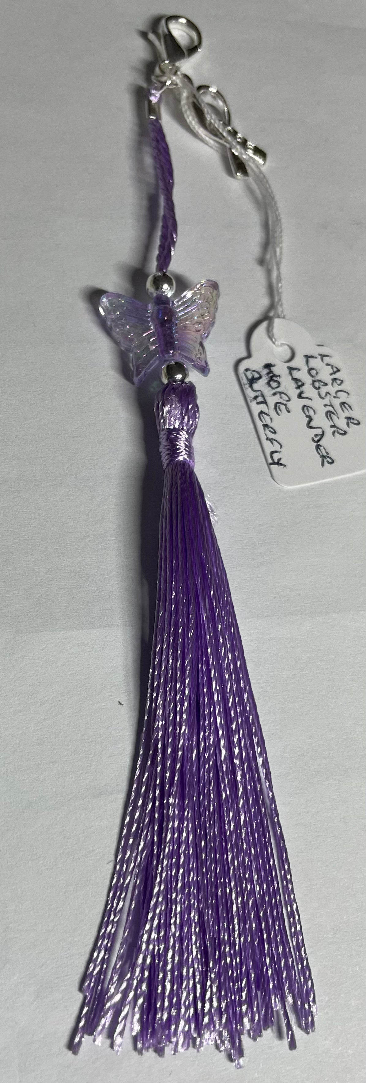 Purple (non-specific) Medical Condition Awareness Charms Tassels with Angels and/or Butterflies with Lobster Clasps