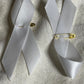 White Satin Ribbon Pin Brooch