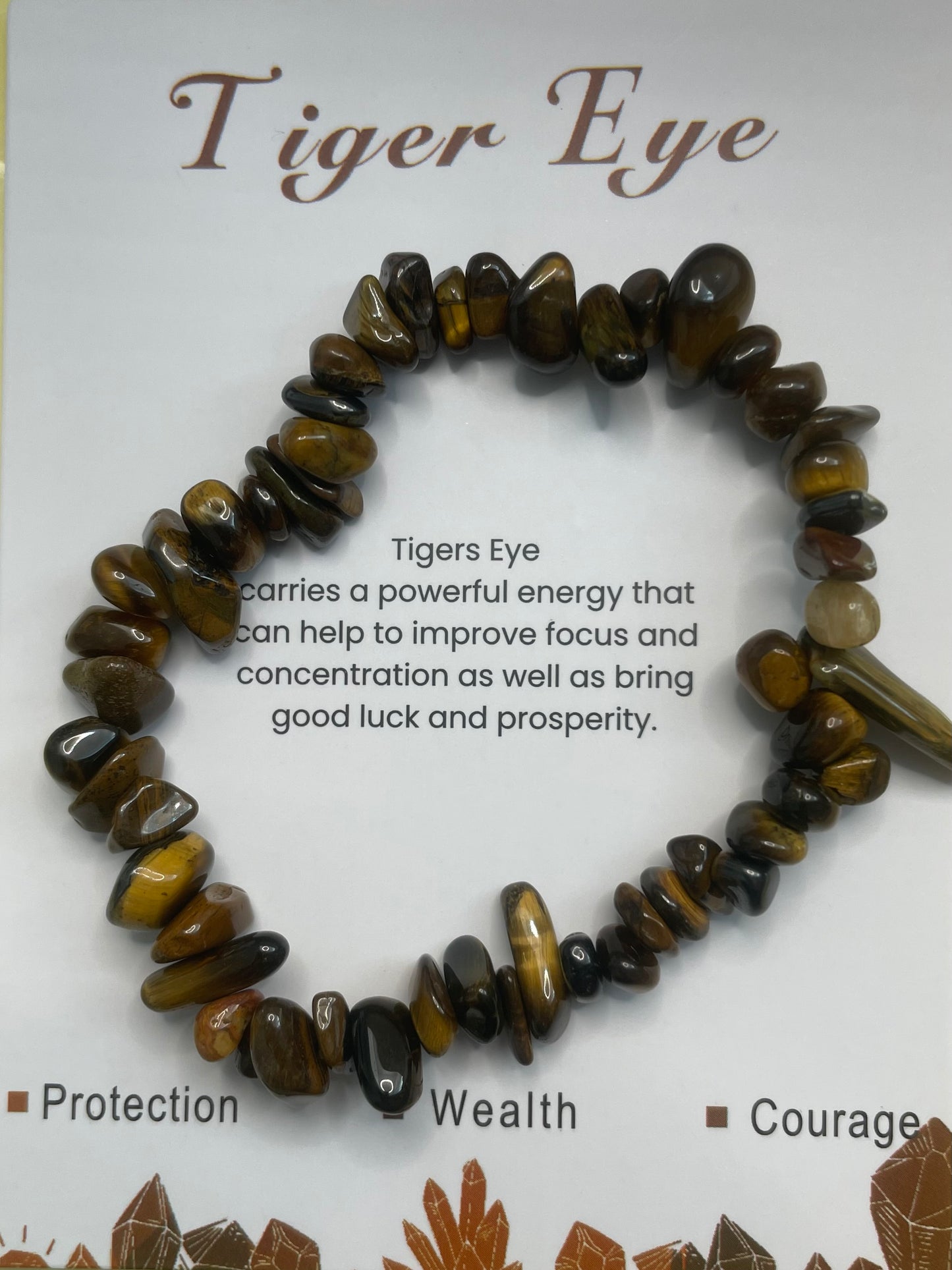 Natural Quartz Crystal Stone 19cm (approx) Gravel Bracelet with Information Card