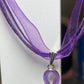 Purple Awareness Ribbons/Butterflies on an Organza & Cord Necklace