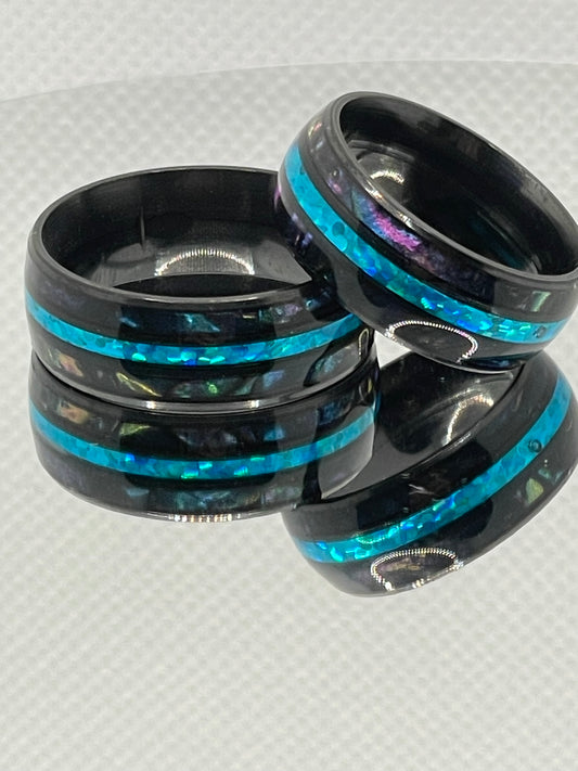 8mm Black Stainless Steel Band with Imitation Shell Band Details