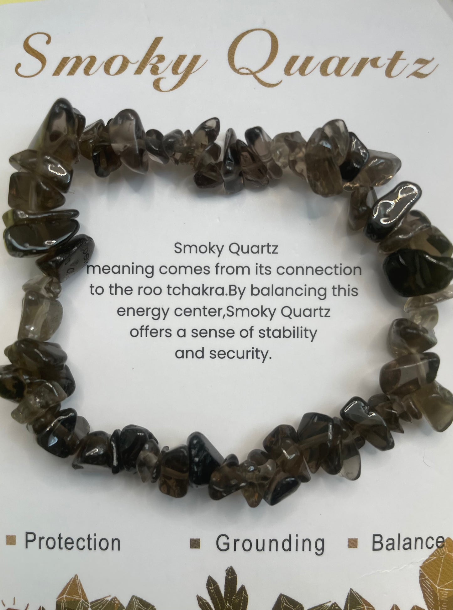 Natural Quartz Crystal Stone 19cm (approx) Gravel Bracelet with Information Card