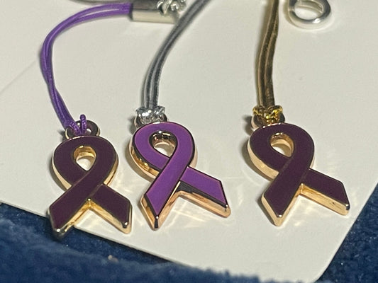 Non-Specific Purple Awareness Ribbon Lanyards with Split Ring or Clasp