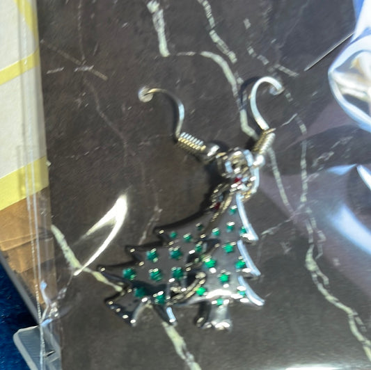 Bright Silver, Green & Red Diamanté Christmas Tree
