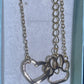 Rose Hold Coloured Paw & Heart Pendant & Chain